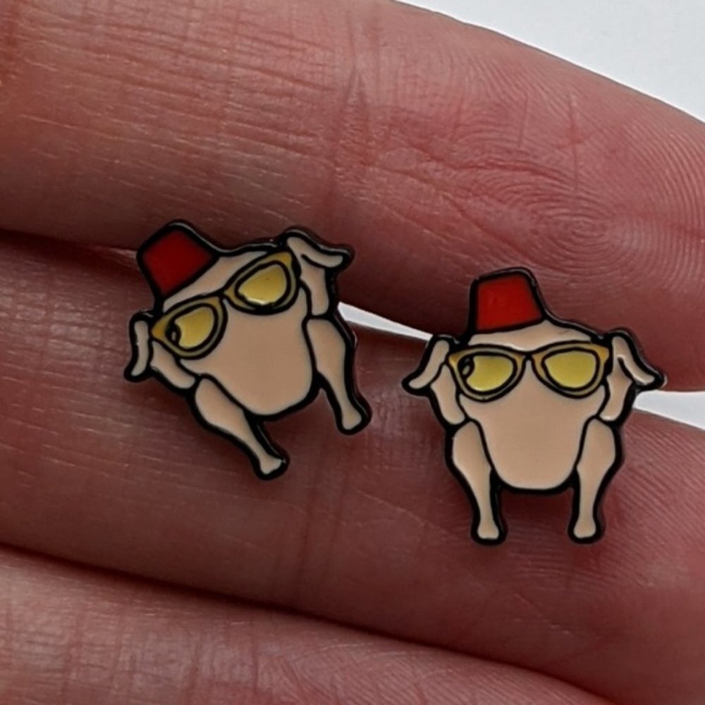 Friend's Turkey head acrylic stud earrings Thanksgiving - Picture 5 of 5